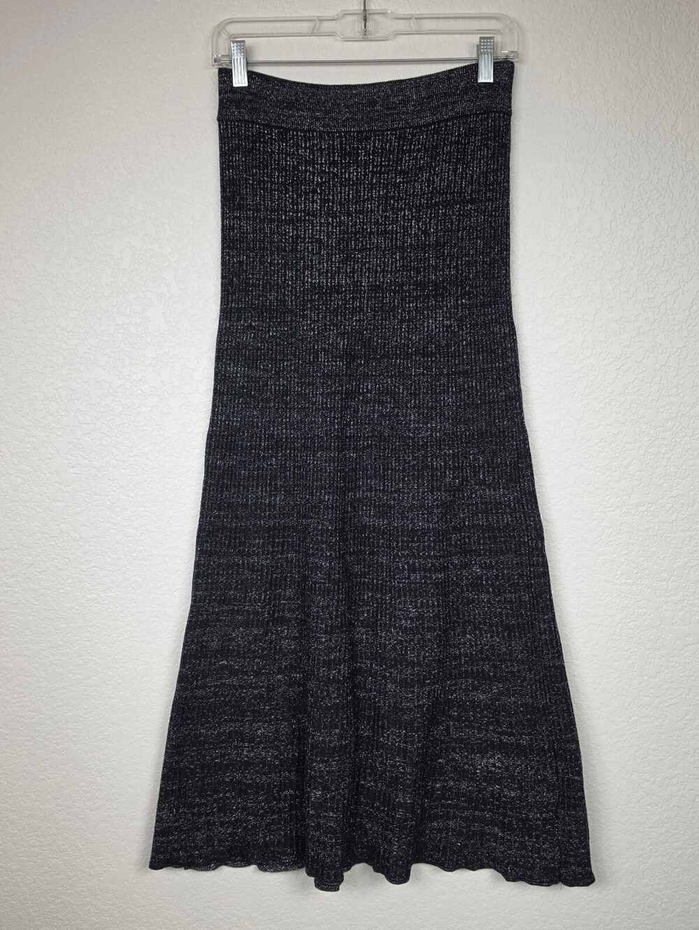 Free People Sparkling Silver Dark Grey Gray Stretch Skirt
